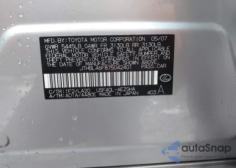 2007 Lexus Ls 460 z USA, uszkodzony, nr VIN JTHBL46F875042401